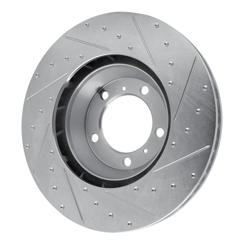 Porsche Panamera Brake Rotor (1) - Left Front - R1 Concepts - Drilled & Slotted - Silver - `17-`23